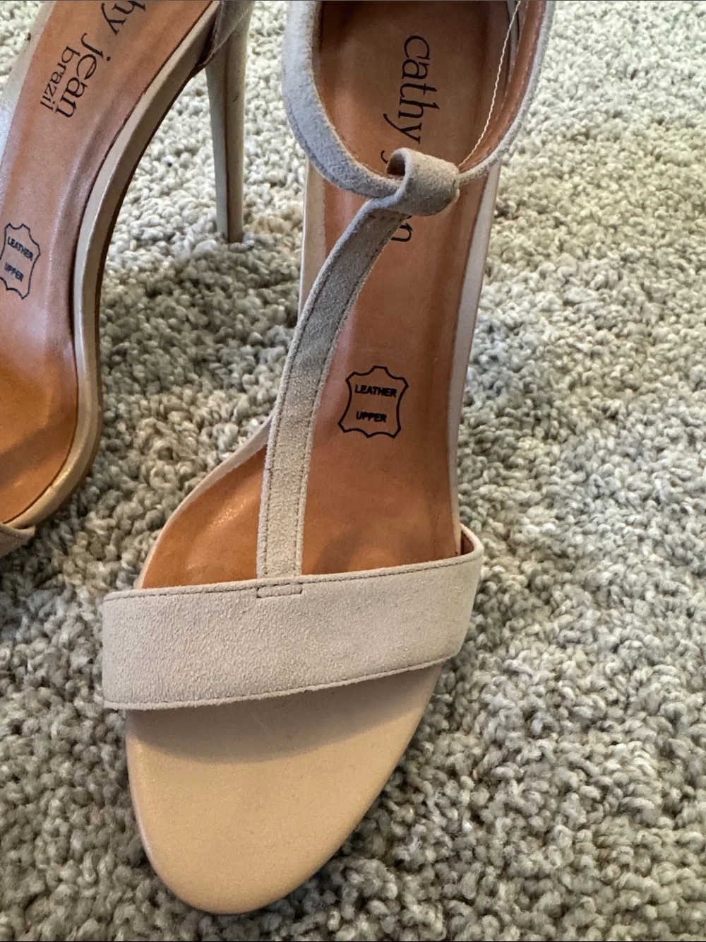 Cathy Jean Nude T-Strap Stiletto Sandals - Picture 5 of 16